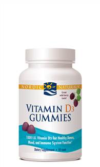 Nordic Naturals Vitamin D3 Gummies Wild Berry 25mcg (1000IU) 60 Count